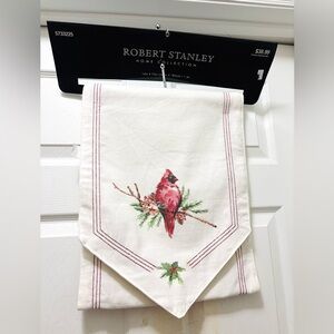 Robert Stanley Home Collection Table Runner 14"x72" White W/Christmas Cardinal